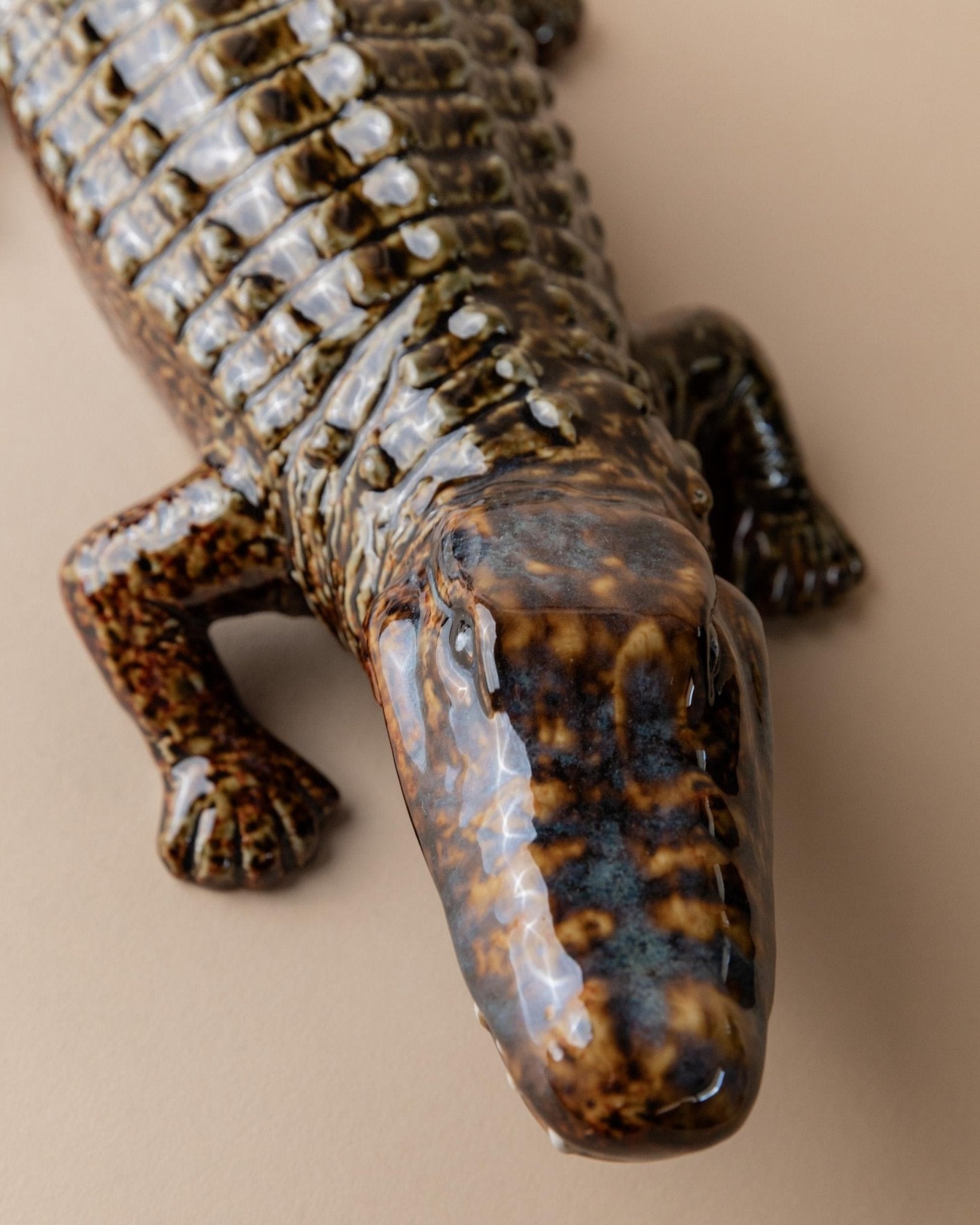 Vintage Ceramic Crocodile Sculpture - Multicolored Glaze, by Coccodrillo Italy 1960s - Very Decorative, Collector's Item, Gift Idea_Bottega Jacobs