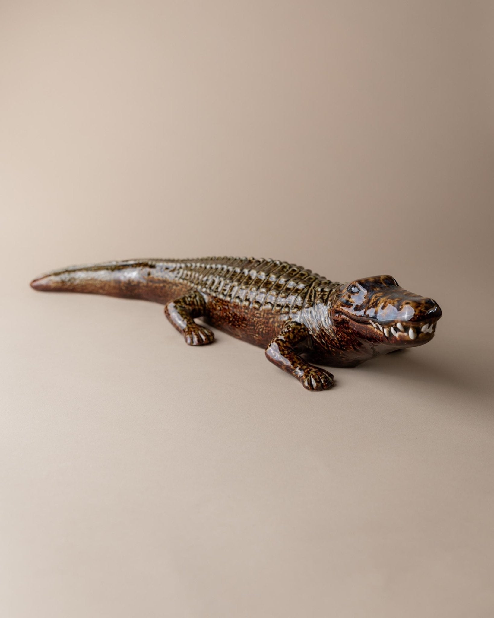 Vintage Ceramic Crocodile Sculpture - Multicolored Glaze, by Coccodrillo Italy 1960s - Very Decorative, Collector's Item, Gift Idea_Bottega Jacobs