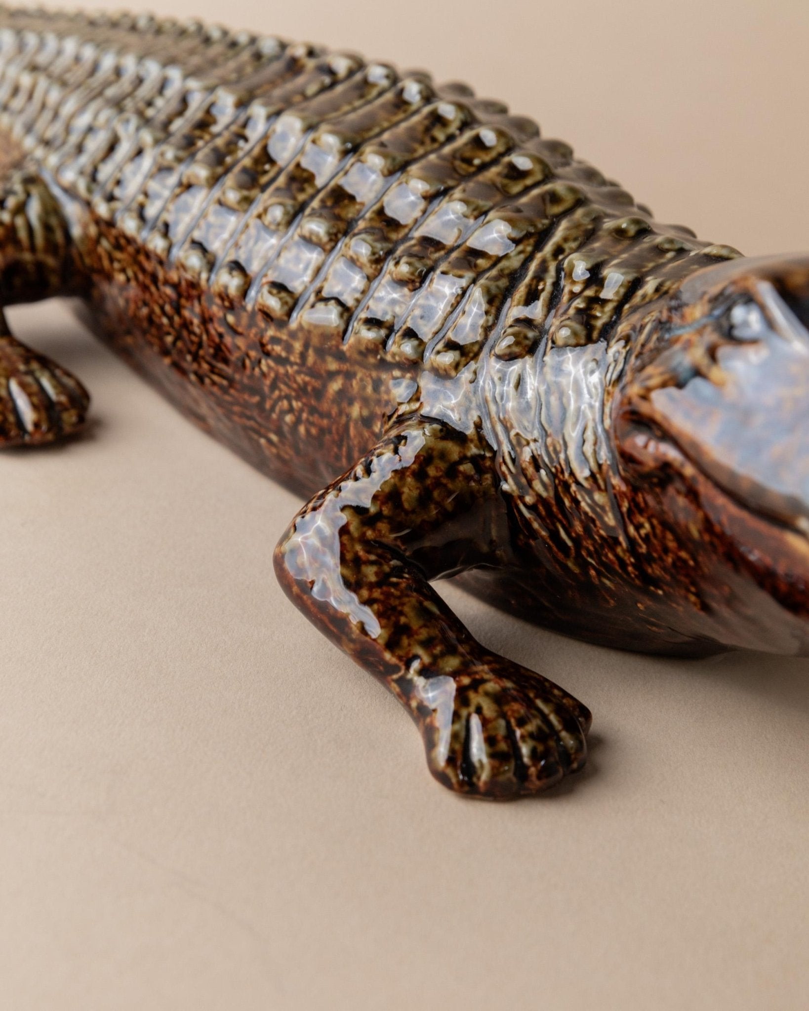 Vintage Ceramic Crocodile Sculpture - Multicolored Glaze, by Coccodrillo Italy 1960s - Very Decorative, Collector's Item, Gift Idea_Bottega Jacobs