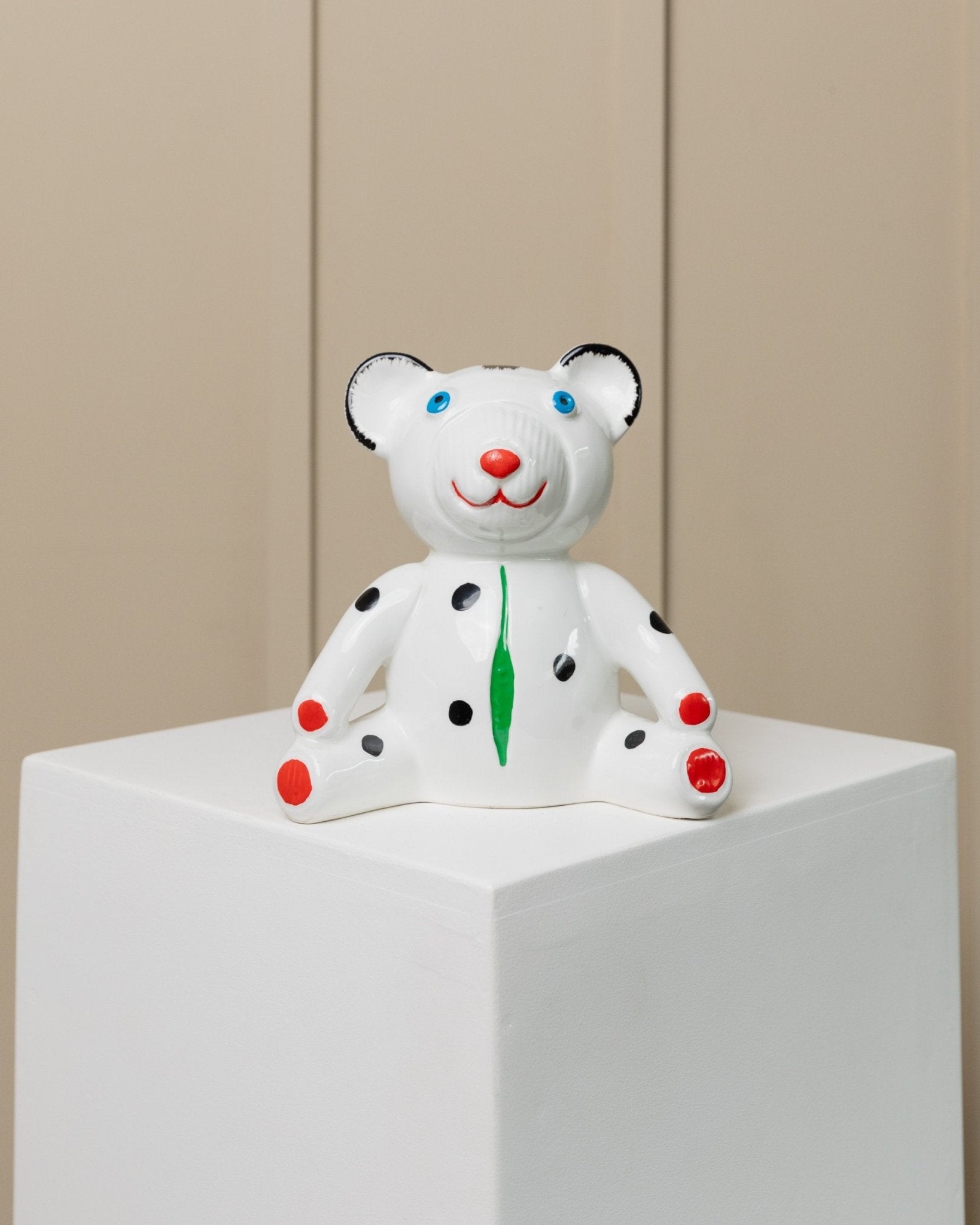 Vintage Ceramic Money Box in Teddy bear shape – Colorful with polka dots – gift idea for children – Decorative retro piece Italy 80s - Bottega Jacobs