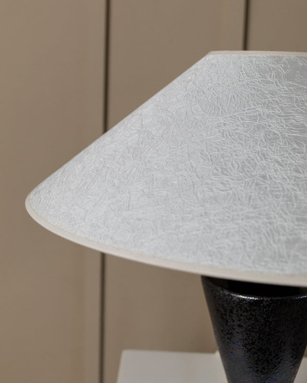 Vintage ceramic table lamp with silk shade - Italy 70s, handmade, Hollywood Regency style - retro bedside lamp, gift idea - Bottega Jacobs