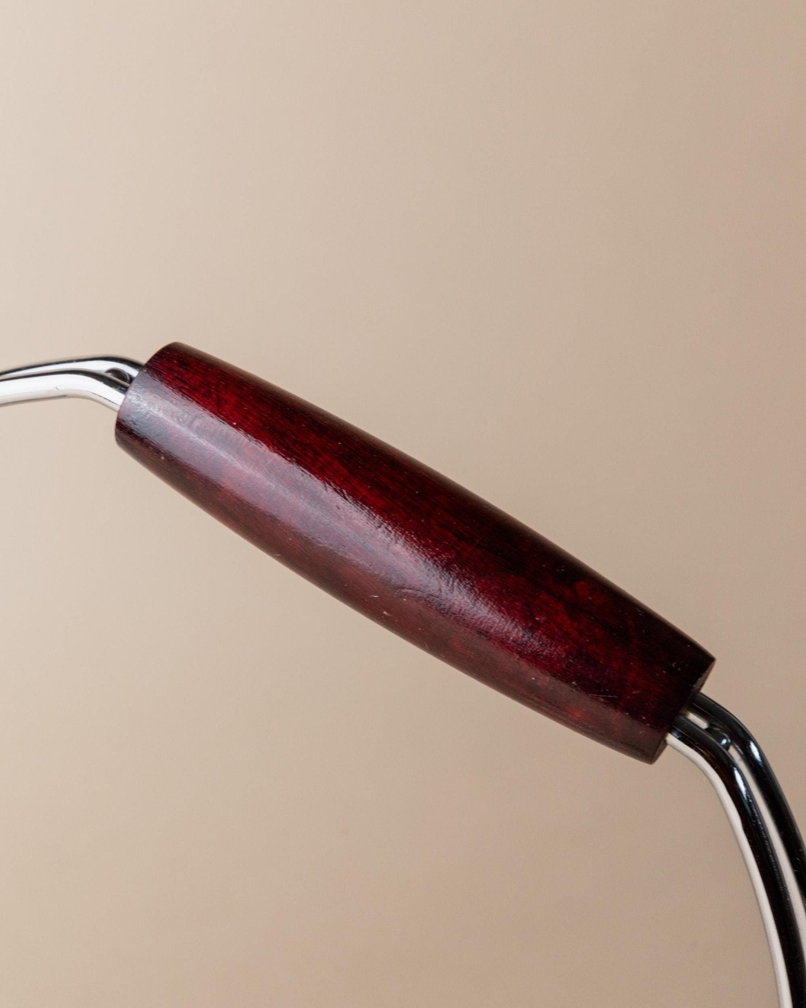 Vintage Chrome Bottle Holder with Wood Handle - Timeless Ring Design, Wine Storage - Space Age Italy 1980s - Elegant Table Decor, Gift Idea_Bottega Jacobs
