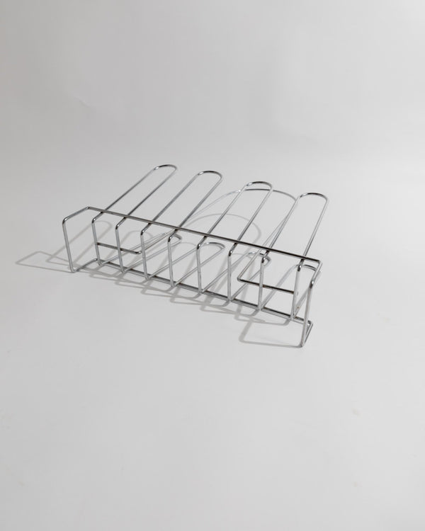 Vintage Chrome Magazine Rack Metal - Space Age Design 1970s - Decorative storage for magazines and books - Retro gift idea elegant_Bottega Jacobs