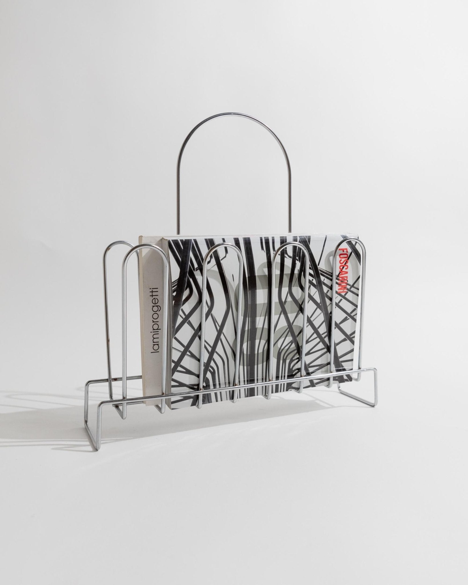 Vintage Chrome Magazine Rack Metal - Space Age Design 1970s - Decorative storage for magazines and books - Retro gift idea elegant_Bottega Jacobs