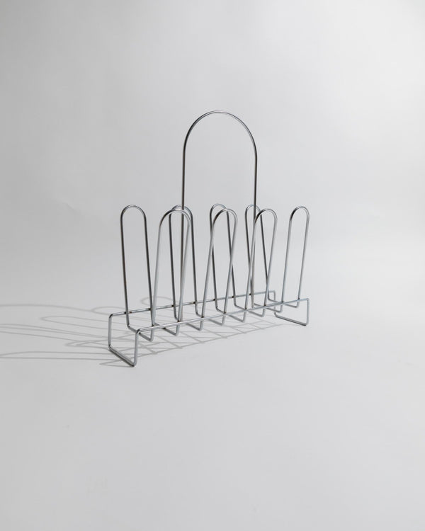 Vintage Chrome Magazine Rack Metal - Space Age Design 1970s - Decorative storage for magazines and books - Retro gift idea elegant_Bottega Jacobs