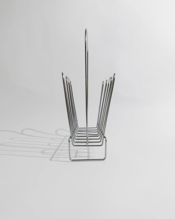 Vintage Chrome Magazine Rack Metal - Space Age Design 1970s - Decorative storage for magazines and books - Retro gift idea elegant_Bottega Jacobs