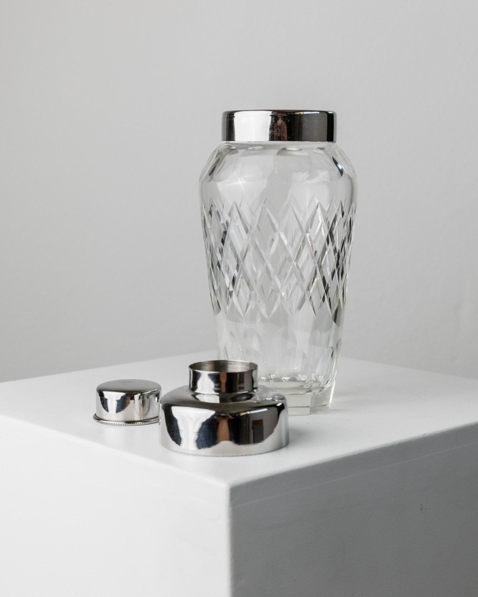 Vintage Crystal Glass Cocktail Shaker - Stainless Steel - Timeless Mid Century Design Italy 1960s - Table Decor, Bar Accessories, Gift Idea_Bottega Jacobs