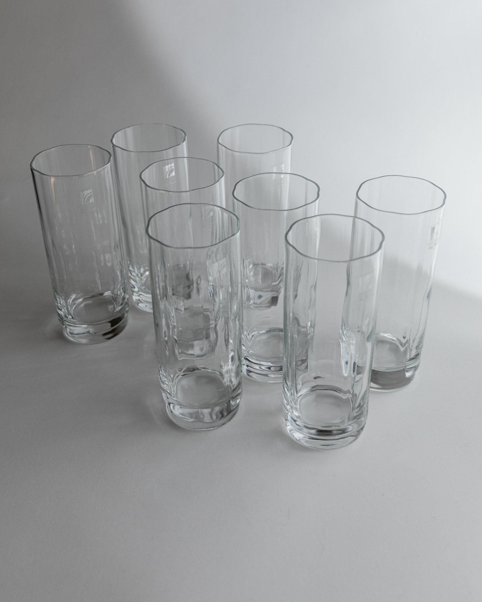 Vintage Drinking Glasses Set of 8 - Crystal Flower Shape,Longdrink - Timeless Design by Luigi Bormioli Italy 1980s - Gift Idea, Table Decor_Bottega Jacobs