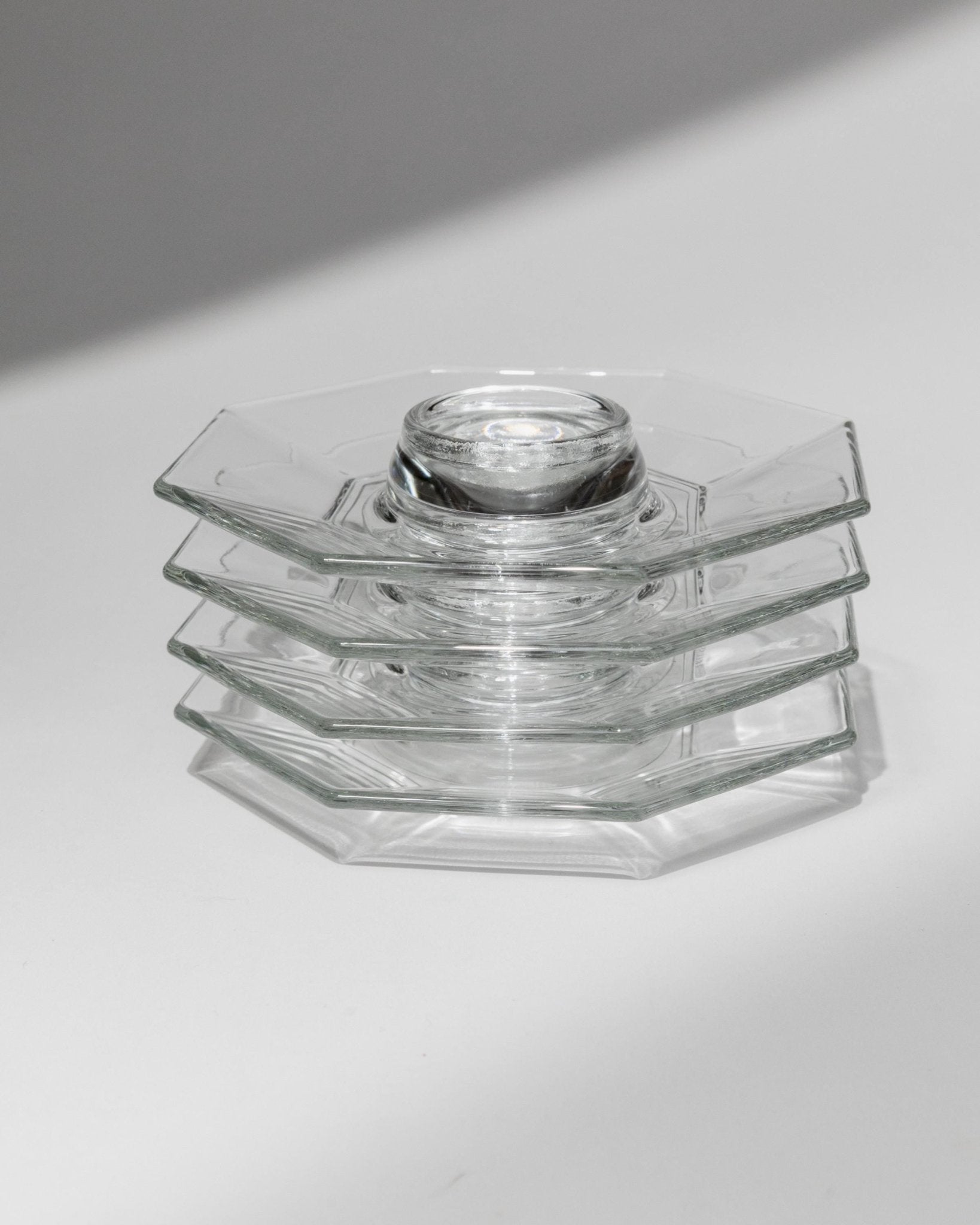 Vintage Egg Cups Set of 4 - Timeless Octagon Glass Design by Arcoroc France 1980s - Gift Idea Retro, Elegant Table Decoration_Bottega Jacobs