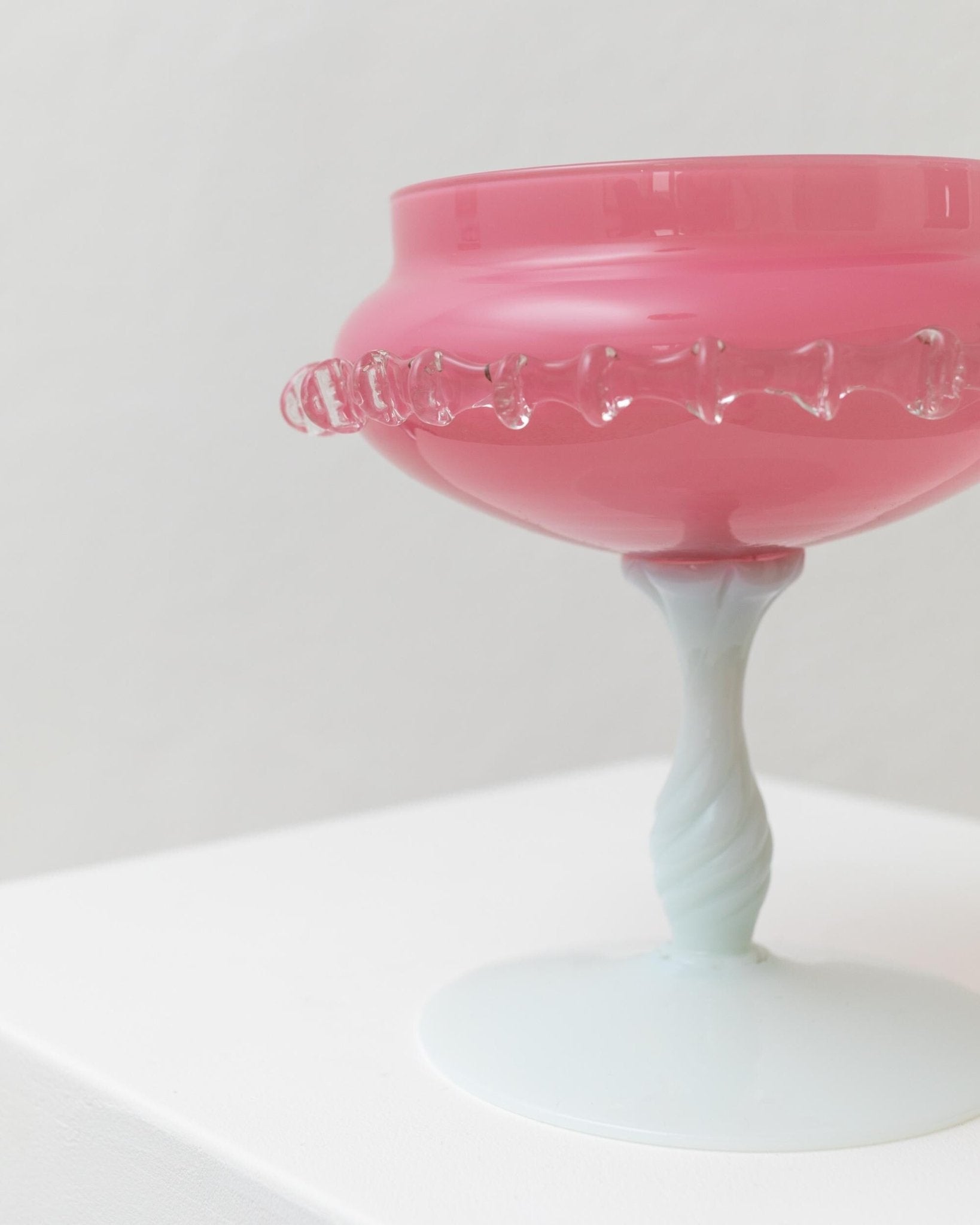 Vintage Empoli Glass Bowl Pink and White - Table Decoration Opal Glass - Mid Century Design Italy 1960s - Murano Glass Art, Retro Gift Idea_Bottega Jacobs