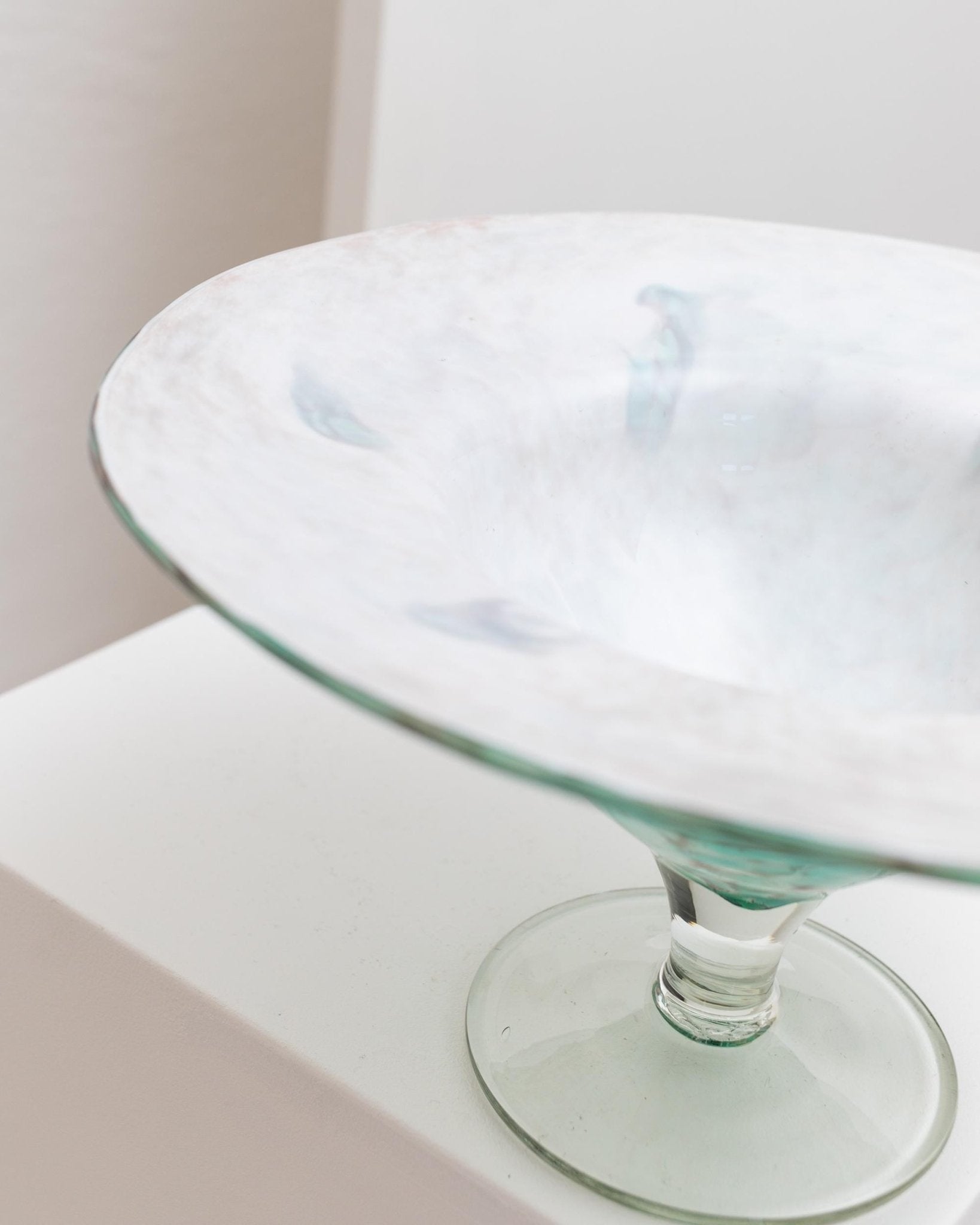 Vintage glass bowl 70s - Mathildenhütte Solingen, Hans Jürgen Richartz - Turquoise stemmed bowl, handmade glass art, gift idea MCM_Bottega Jacobs