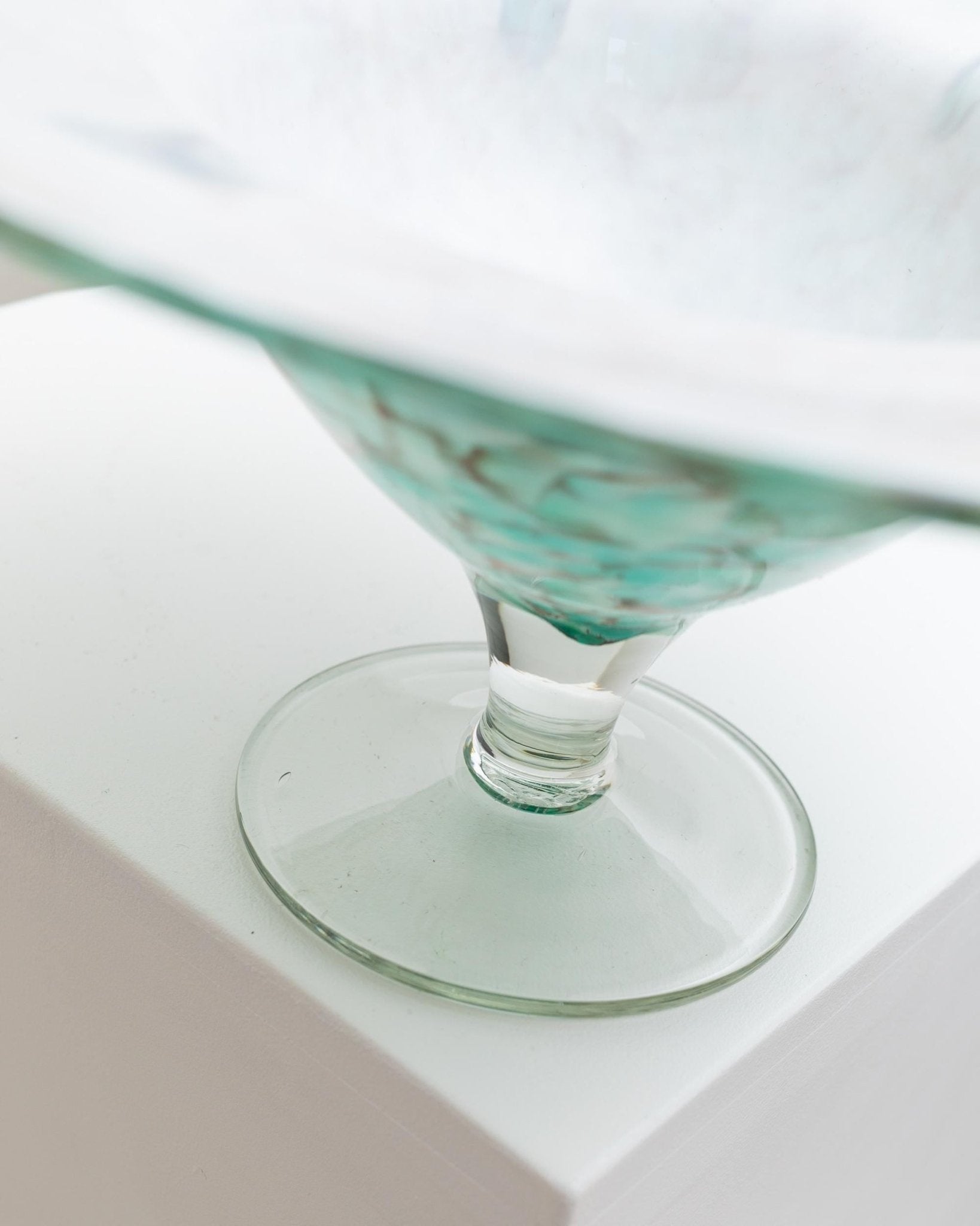 Vintage glass bowl 70s - Mathildenhütte Solingen, Hans Jürgen Richartz - Turquoise stemmed bowl, handmade glass art, gift idea MCM_Bottega Jacobs