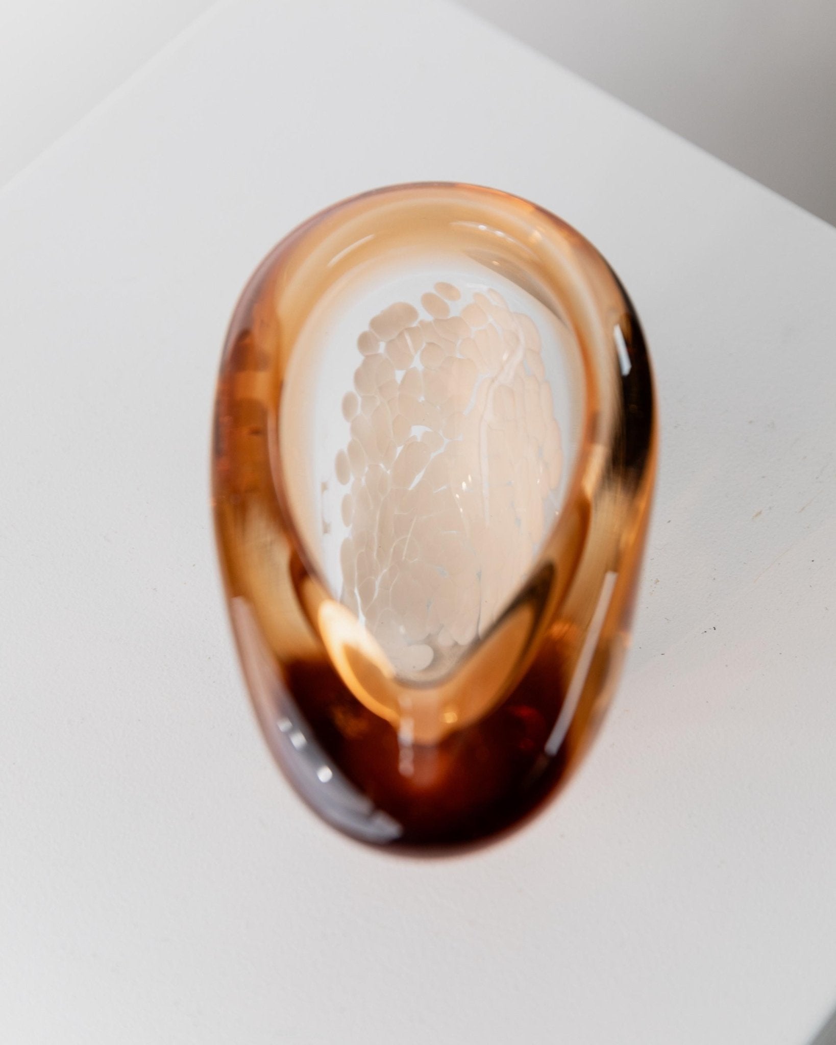 Vintage Glass Bowl Ashtray - Pavel Stejskal for Beranek Skrdlovice Czech Glass 1970s, Orange White Dots Design, Gift Idea, Retro Table Decor_Bottega Jacobs