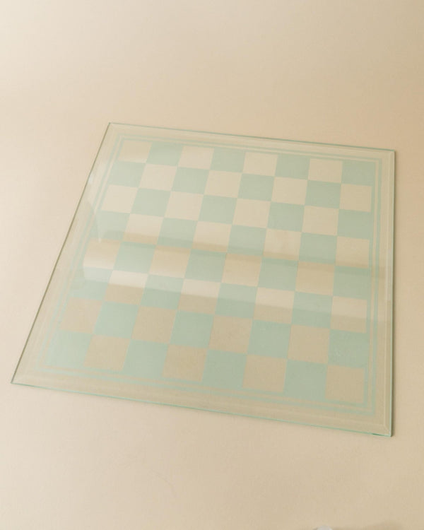 Vintage Glass Chessboard - Black and Frosted Glass Chess Pieces - minimal, timeless Design Italy 1980s - Elegant, unique Gift Idea_Bottega Jacobs