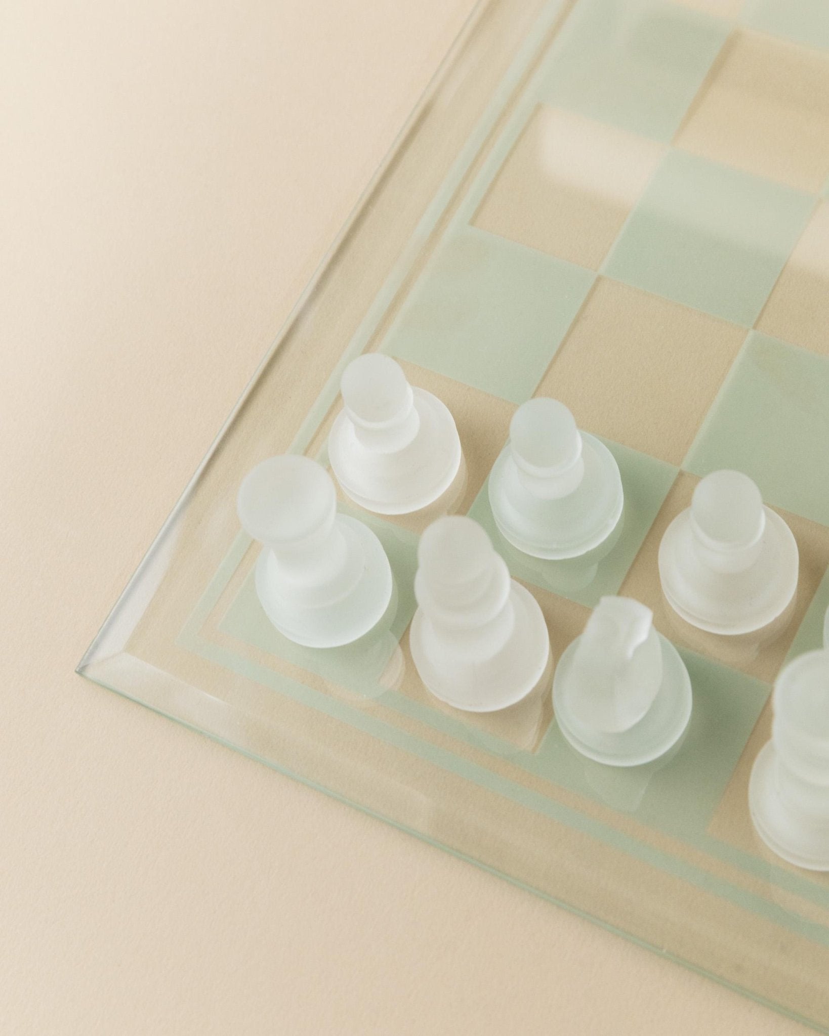 Vintage Glass Chessboard - Black and Frosted Glass Chess Pieces - minimal, timeless Design Italy 1980s - Elegant, unique Gift Idea_Bottega Jacobs