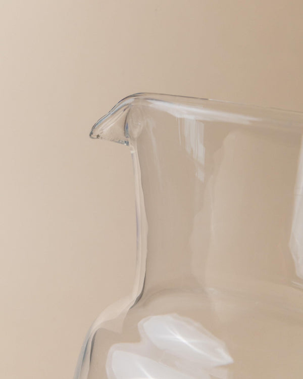 Vintage Glass jug - clear glass and blue handle - Mid Century Design Italy 1970s - Stylish table decoration, gift idea retro_Bottega Jacobs