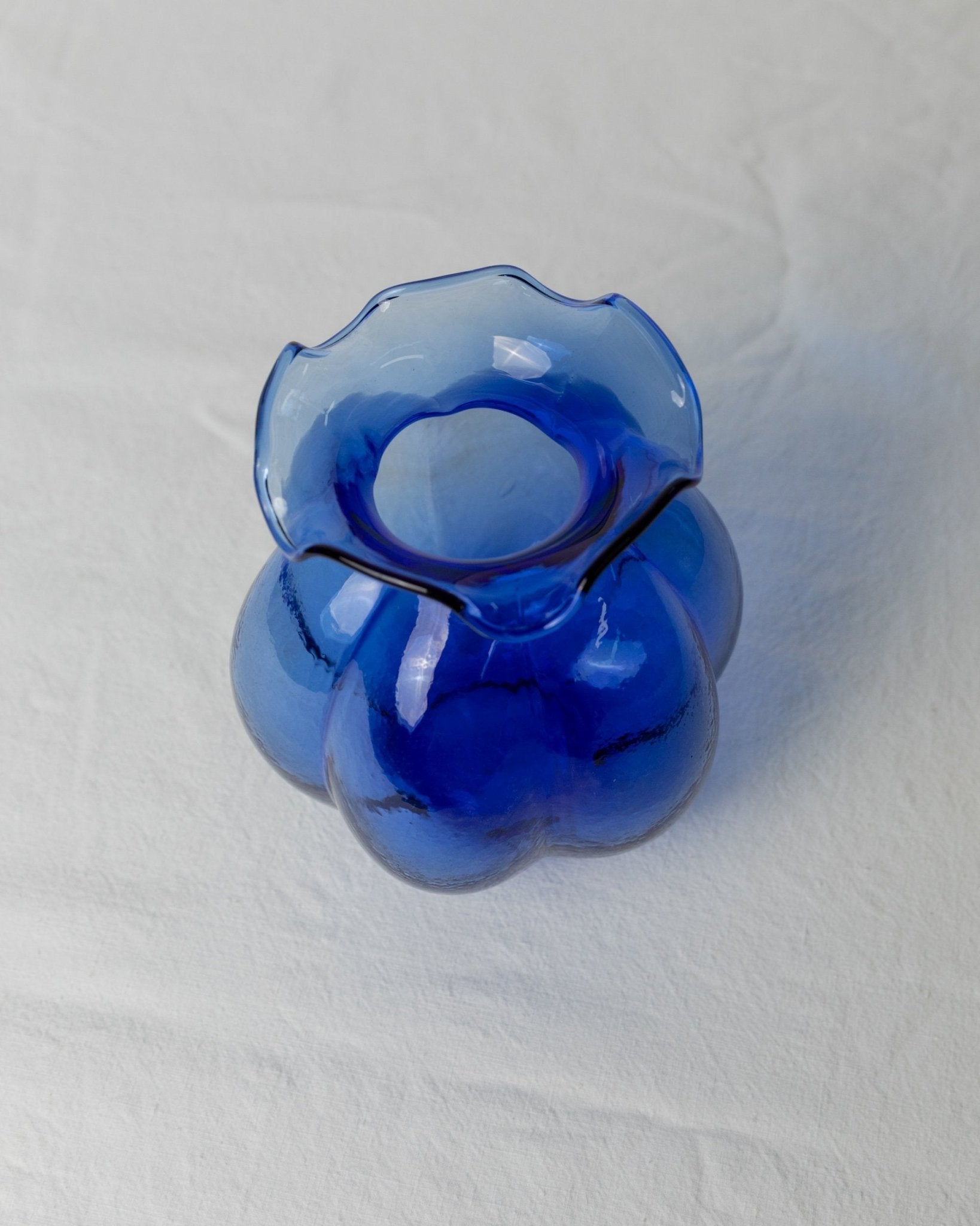 Vintage Hazel Atlas Uranium Glass Vase - Cobalt blue Fenton flower vase, bulbous shape - Italy 1930s - Decorative retro vase, gift idea - Bottega Jacobs