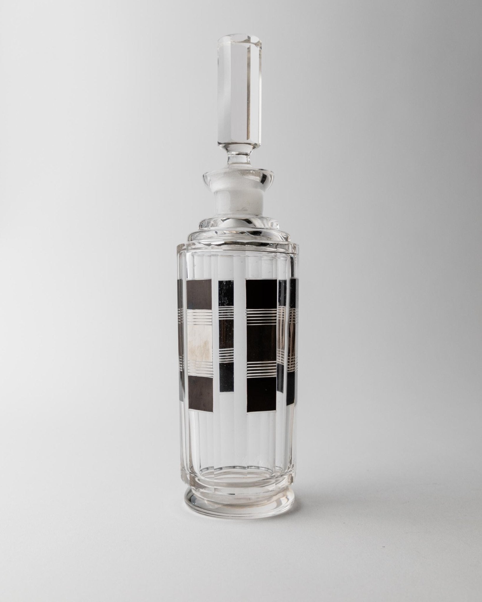 Vintage Liqueur Set Art Deco - Karl Plada 1930s - Crystal Glass with Silver Details - 1 Decanter with Stopper, 4 Glasses - Elegant Gift Idea_Bottega Jacobs