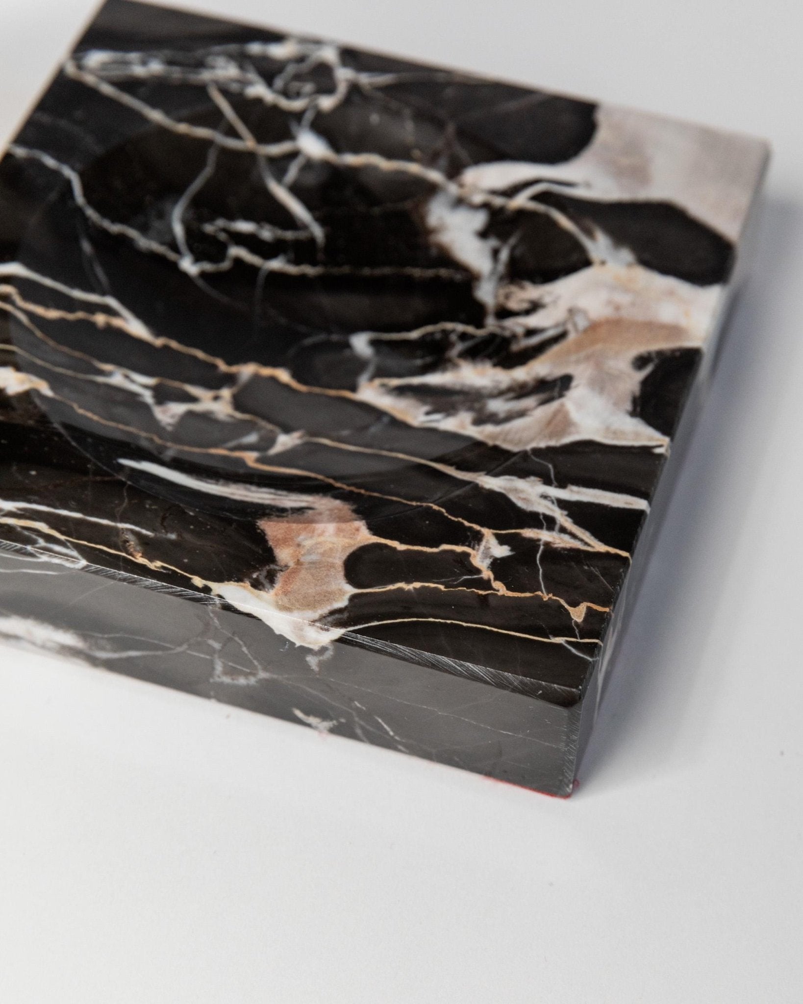 Vintage Marble Ashtray - Black, beige and white Marbled - timeless