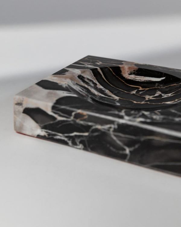Vintage Marble Ashtray - Black, beige and white Marbled - timeless Design Italy 1970s - Very Decorative, Elegant Gift Idea, Table Decoration_Bottega Jacobs