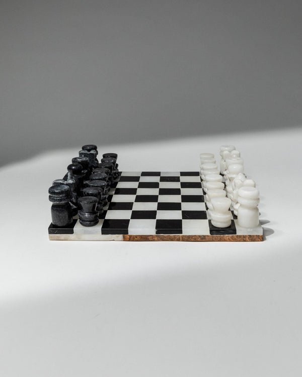 Vintage Marble Chessboard - Stone Chess Pieces, Black and White Marble Board - Timeless Design Italy 1960s - Elegant Gift Idea, Board Game_Bottega Jacobs