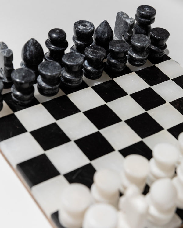 Vintage Marble Chessboard - Stone Chess Pieces, Black and White Marble Board - Timeless Design Italy 1960s - Elegant Gift Idea, Board Game_Bottega Jacobs