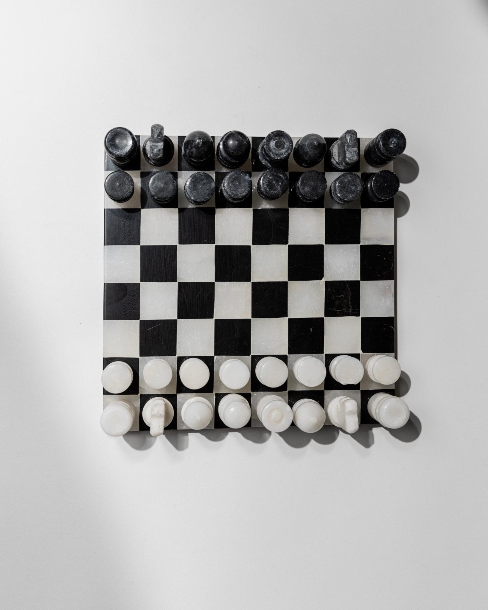 Vintage Marble Chessboard - Stone Chess Pieces, Black and White Marble Board - Timeless Design Italy 1960s - Elegant Gift Idea, Board Game_Bottega Jacobs