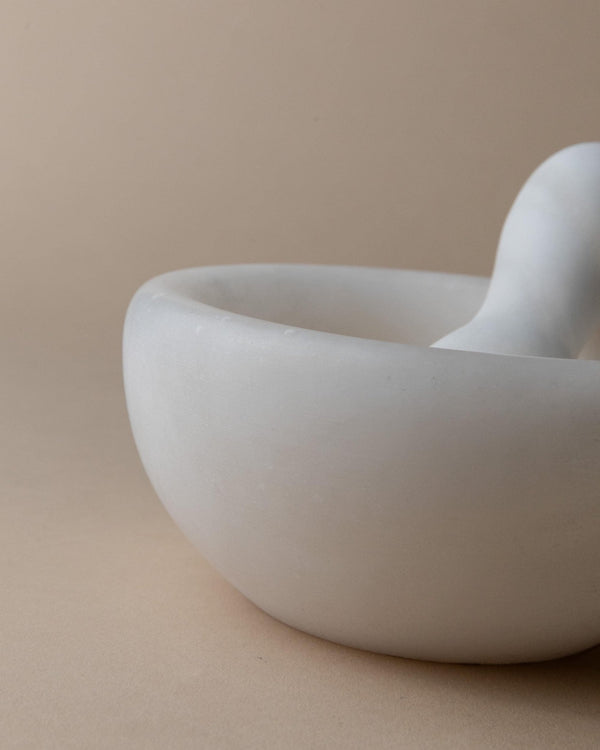 Vintage Marble Mortar and Pestle - White Stone with structure - Mid Century Design Italy 1980s - Kitchen Accessory, Retro Gift Idea_Bottega Jacobs