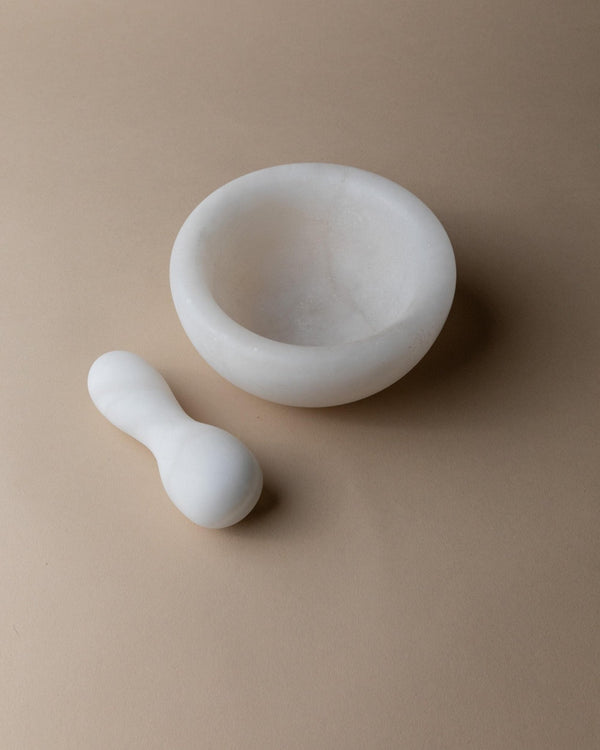 Vintage Marble Mortar and Pestle - White Stone with structure - Mid Century Design Italy 1980s - Kitchen Accessory, Retro Gift Idea_Bottega Jacobs