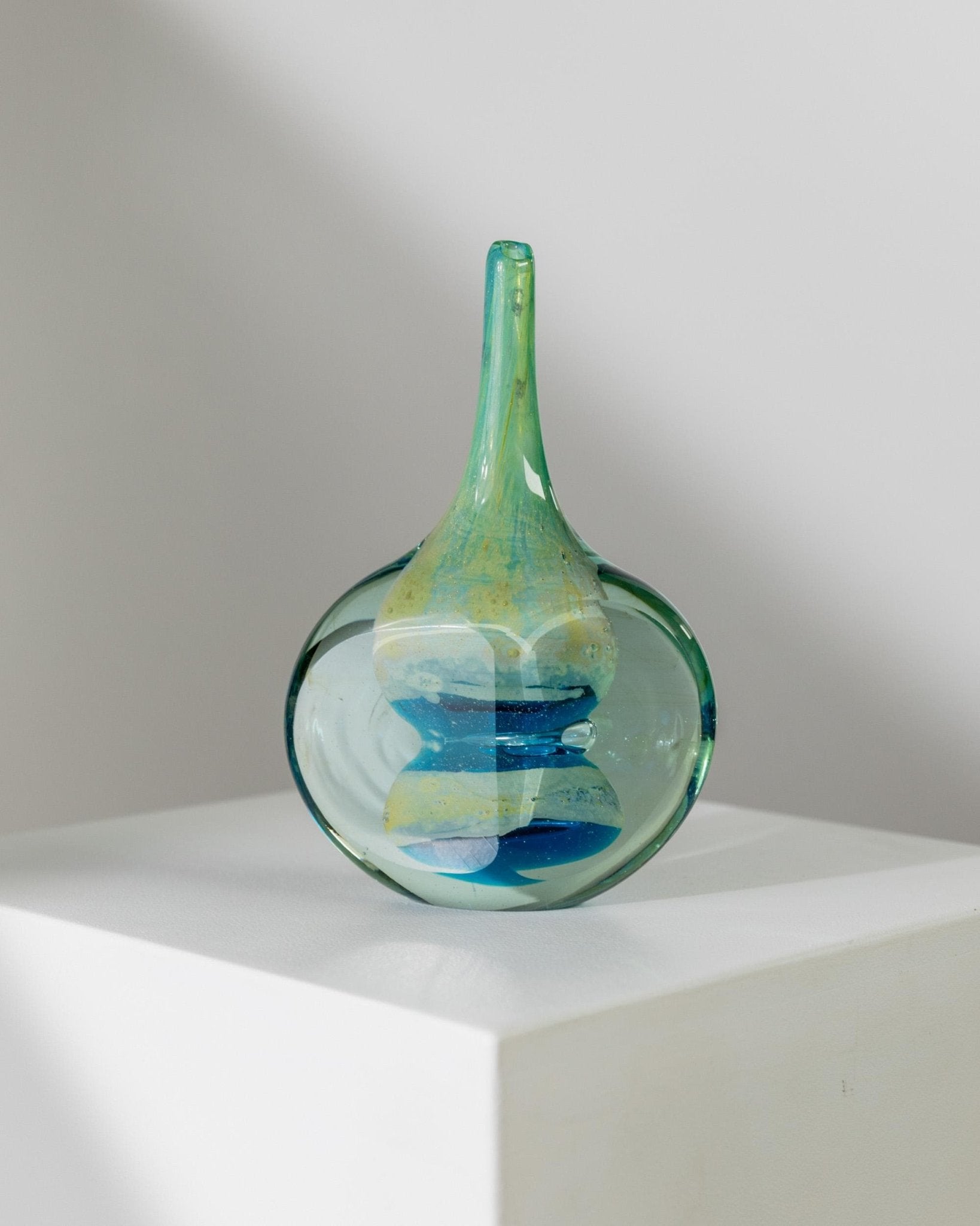 Vintage MDINA Lollipop Glass Vase - Blue Green Tones, by Michael Harris 1970s - Table Decoration, Colorful Glass Art, Gift Idea noble_Bottega Jacobs