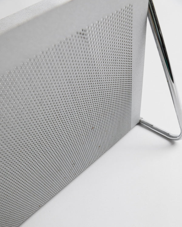 Vintage metal magazine rack by Mascagni - perforated, chrome - plated - space age design Italy 70s - magazine storage, retro gift - Bottega Jacobs