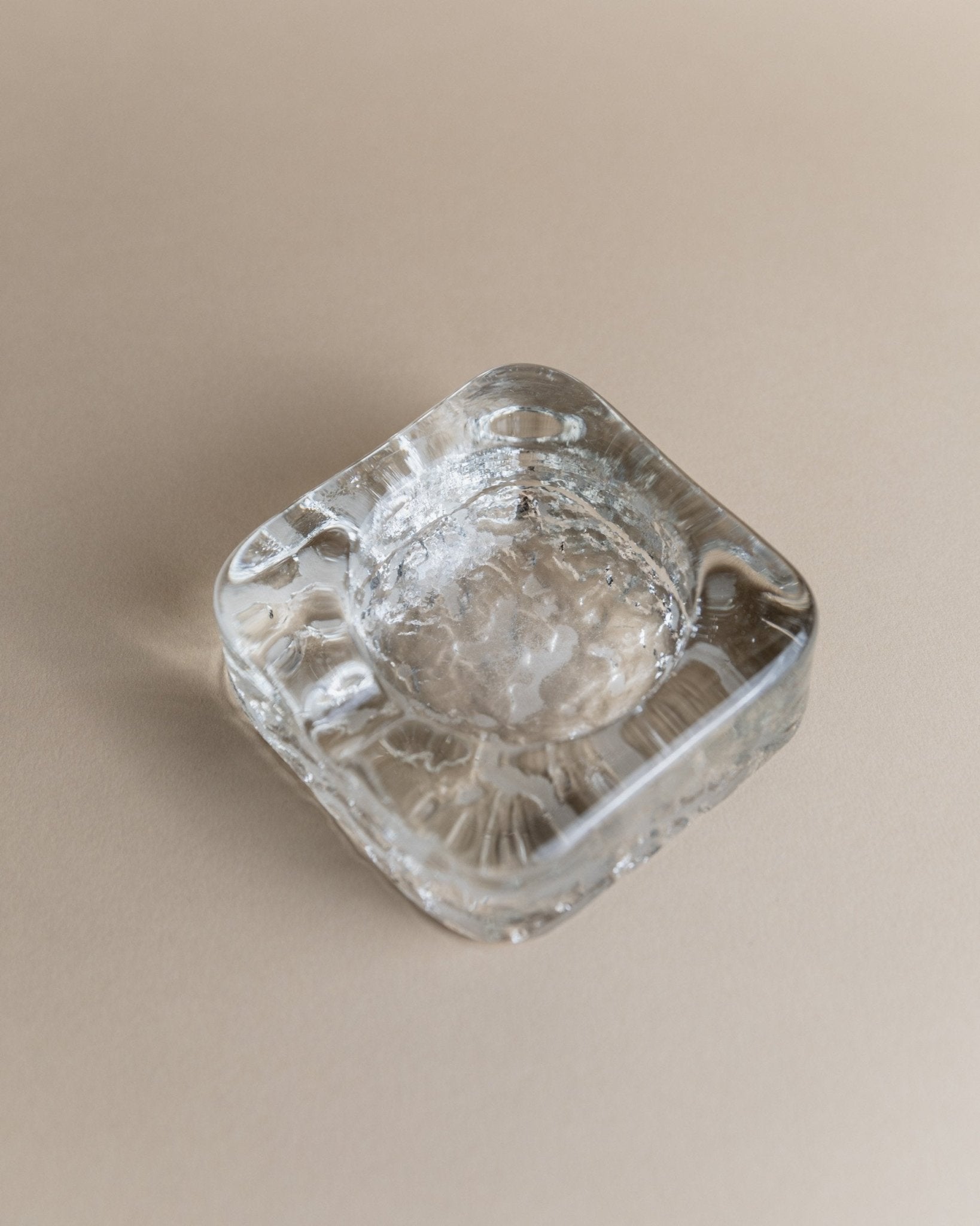 Vintage Murano glass ashtray - transparent in ice cube design, space age, Italy 1970s - elegant gift idea, retro decoration - Bottega Jacobs