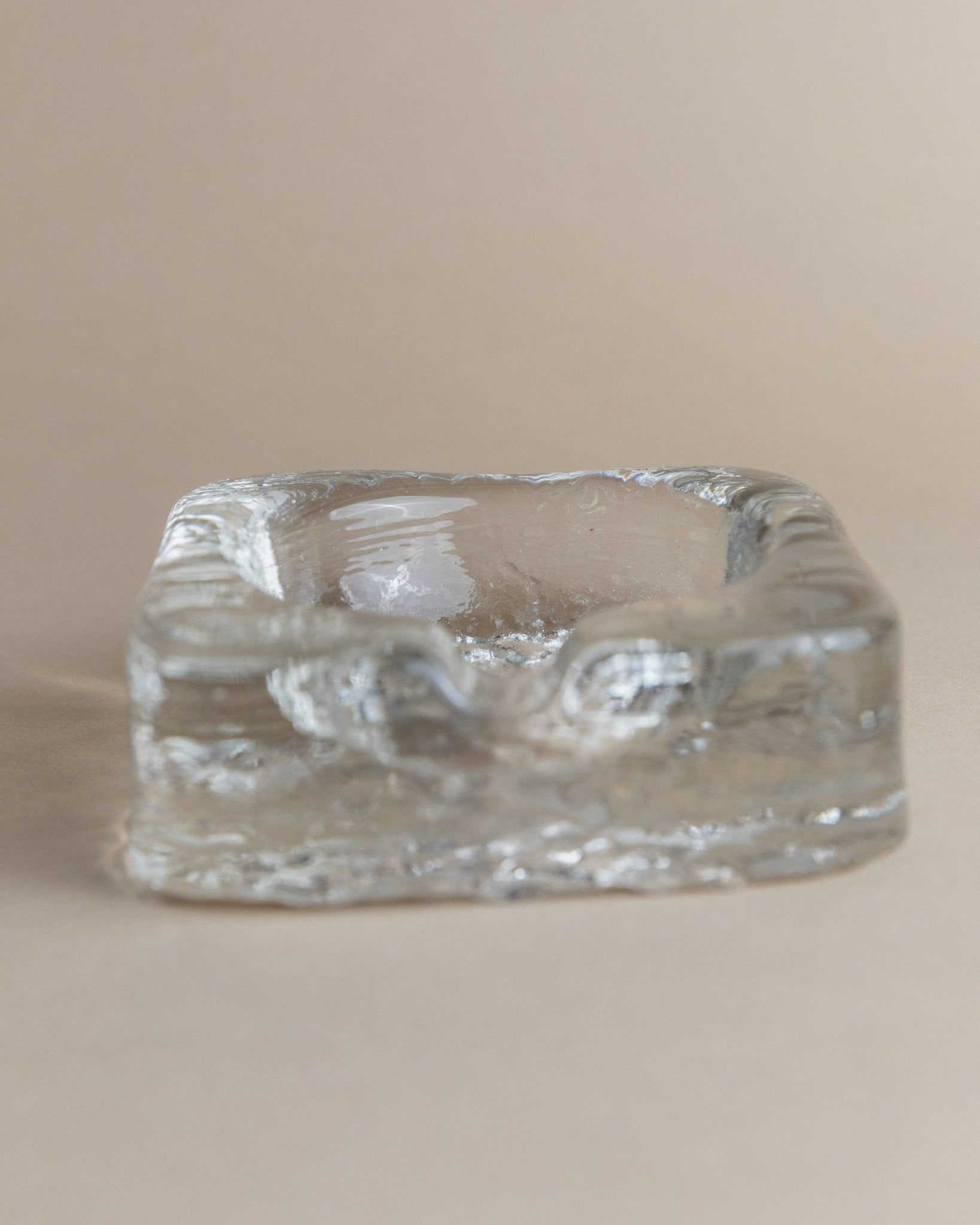 Vintage Murano glass ashtray - transparent in ice cube design, space age, Italy 1970s - elegant gift idea, retro decoration - Bottega Jacobs