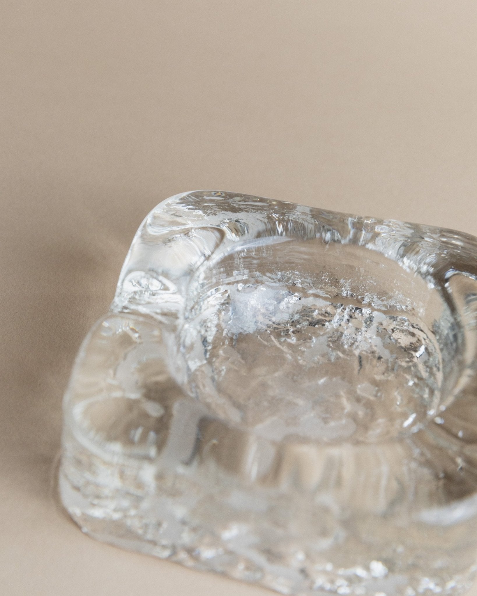 Vintage Murano glass ashtray - transparent in ice cube design, space age, Italy 1970s - elegant gift idea, retro decoration - Bottega Jacobs