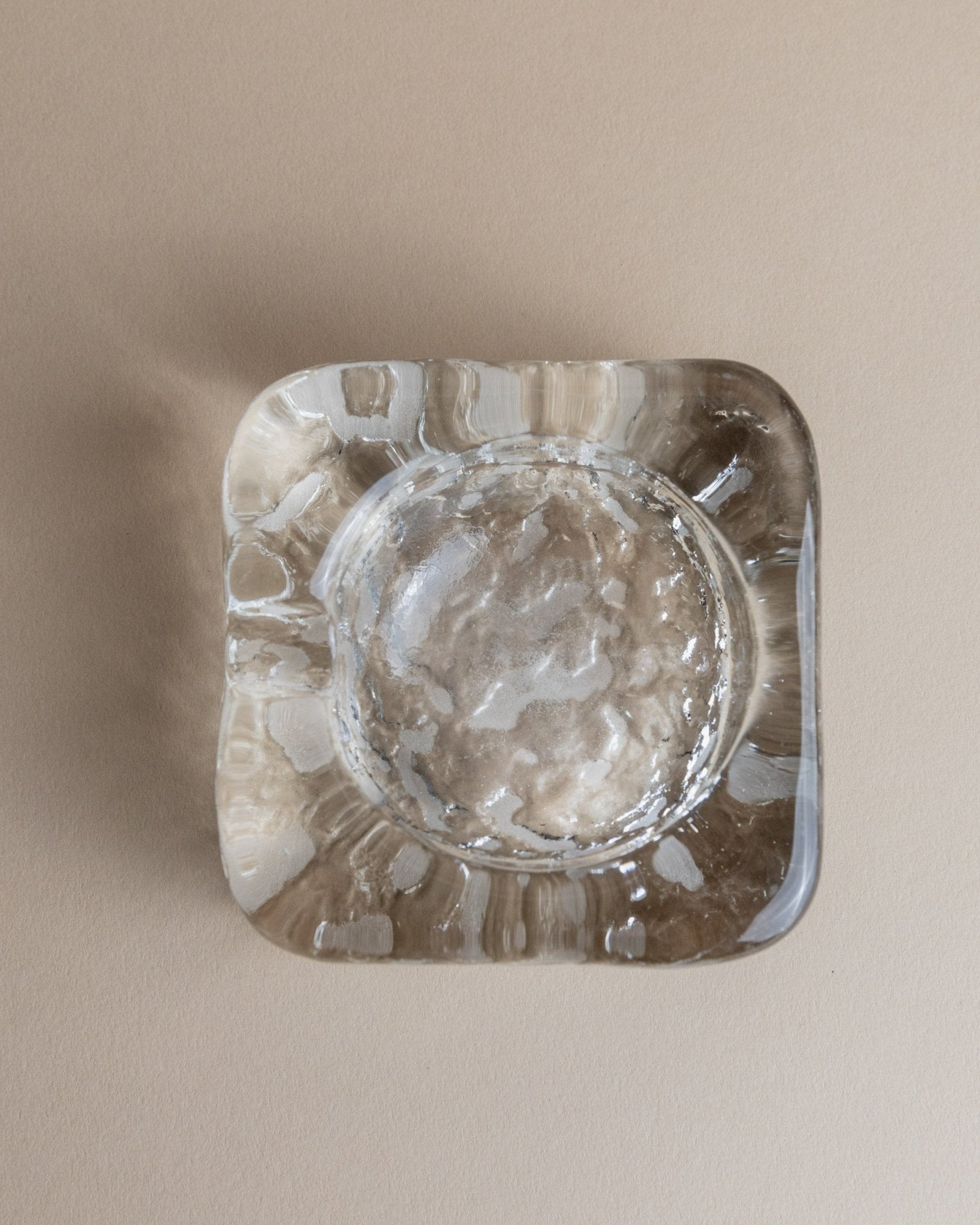 Vintage Murano glass ashtray - transparent in ice cube design, space age, Italy 1970s - elegant gift idea, retro decoration - Bottega Jacobs