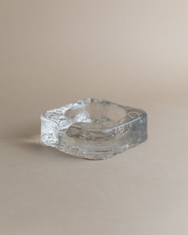 Vintage Murano glass ashtray - transparent in ice cube design, space age, Italy 1970s - elegant gift idea, retro decoration - Bottega Jacobs