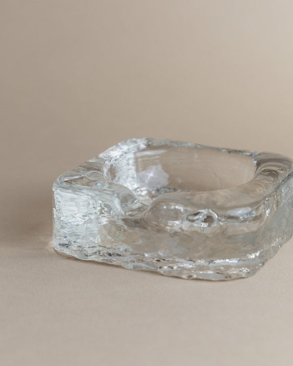 Vintage Murano glass ashtray - transparent in ice cube design, space age, Italy 1970s - elegant gift idea, retro decoration - Bottega Jacobs
