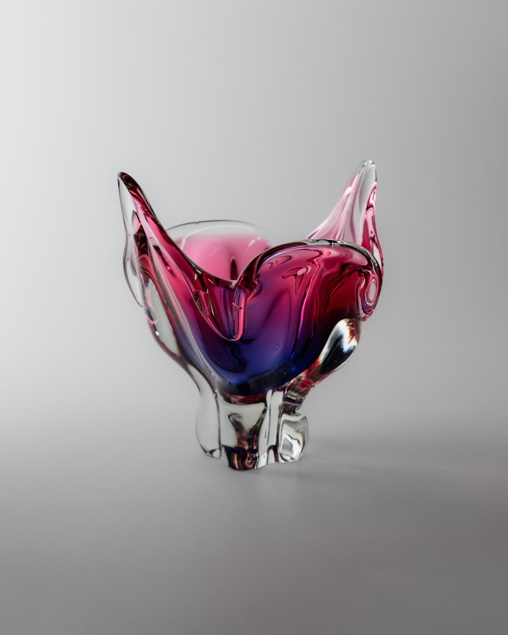 Vintage Murano Glass Bowl - Pink and Blue Organic Shape with Tips - Mid Century Design Italy 1970s - Elegant Table Decor, Noble Gift Idea_Bottega Jacobs