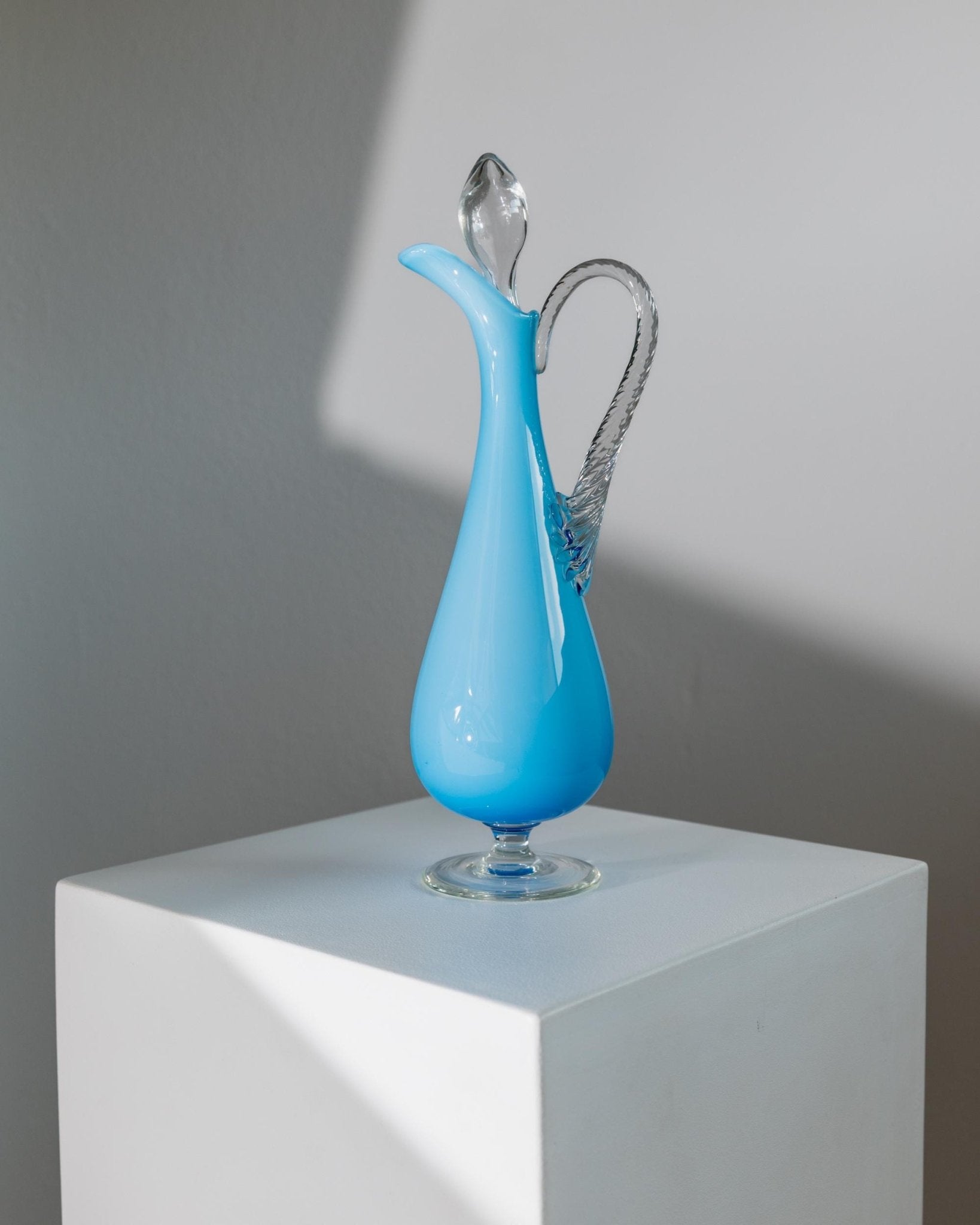 Vintage Murano Glass Carafe Light Blue - Vase Table Decoration - Mid Century Design Italy 1970s - Gift Idea, Colorful Glass Art Murano_Bottega Jacobs