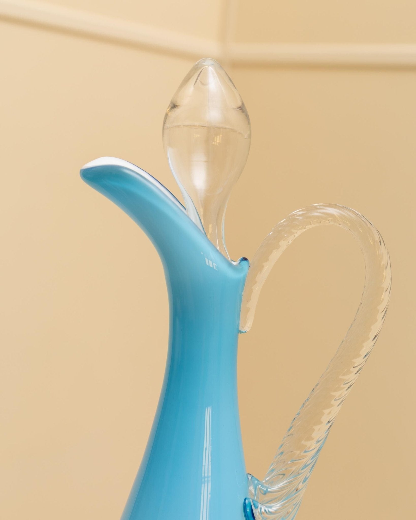 Vintage Murano Glass Carafe Light Blue - Vase Table Decoration - Mid Century Design Italy 1970s - Gift Idea, Colorful Glass Art Murano_Bottega Jacobs