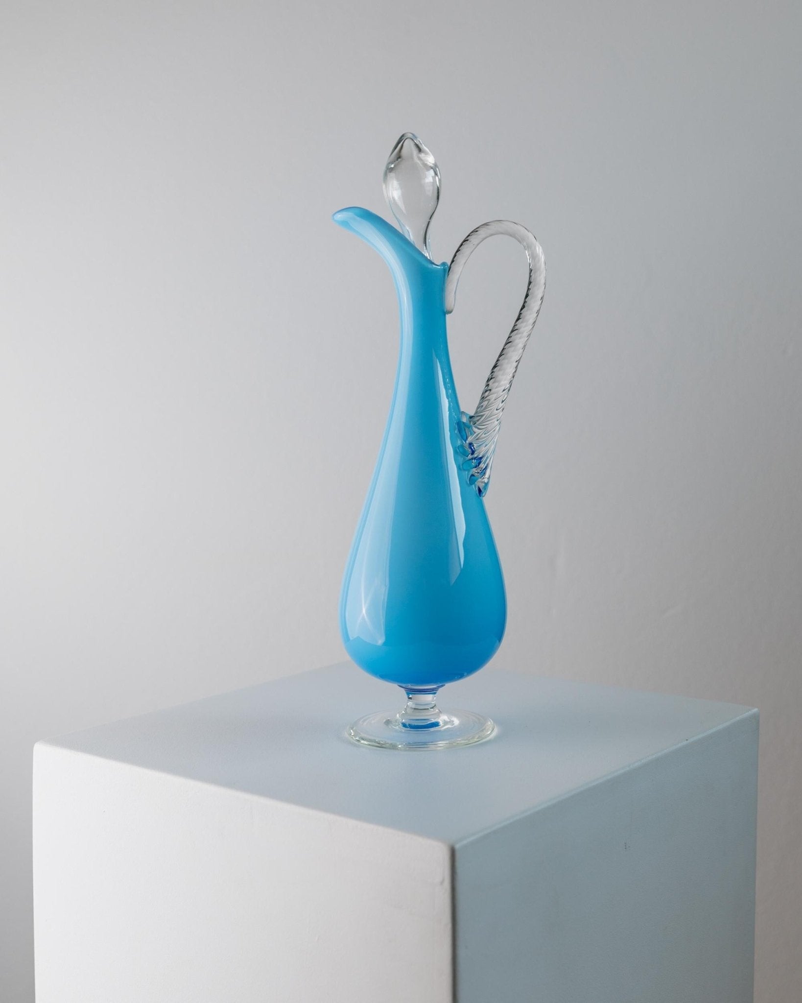 Vintage Murano Glass Carafe Light Blue - Vase Table Decoration - Mid Century Design Italy 1970s - Gift Idea, Colorful Glass Art Murano_Bottega Jacobs