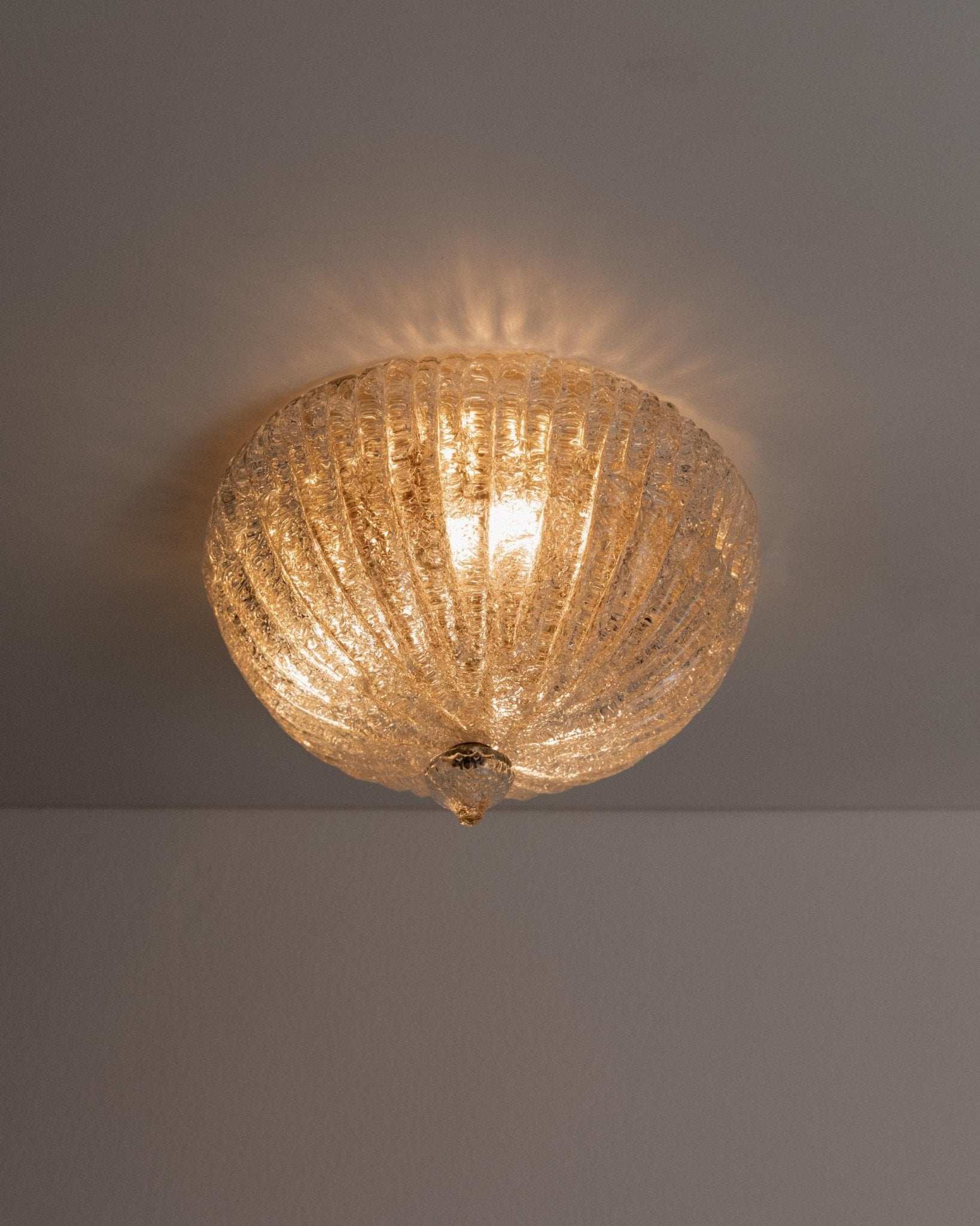 Vintage Murano Glass Ceiling Lamp - Plafoniere in clear Glass with Structure, Golden Metal - Hollywood Regency Style Italy 1960s - Gift idea_Bottega Jacobs
