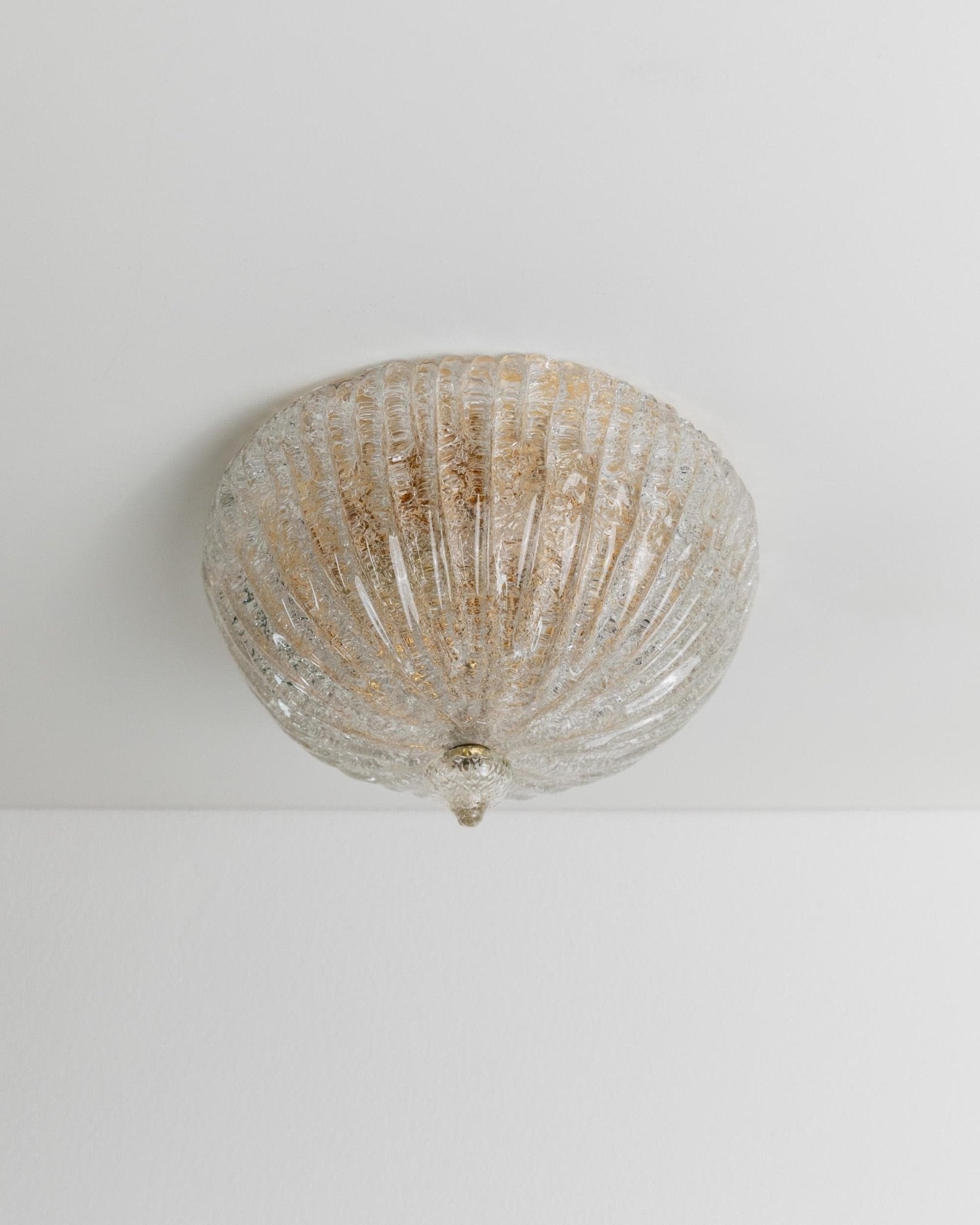 Vintage Murano Glass Ceiling Lamp - Plafoniere in clear Glass with Structure, Golden Metal - Hollywood Regency Style Italy 1960s - Gift idea_Bottega Jacobs