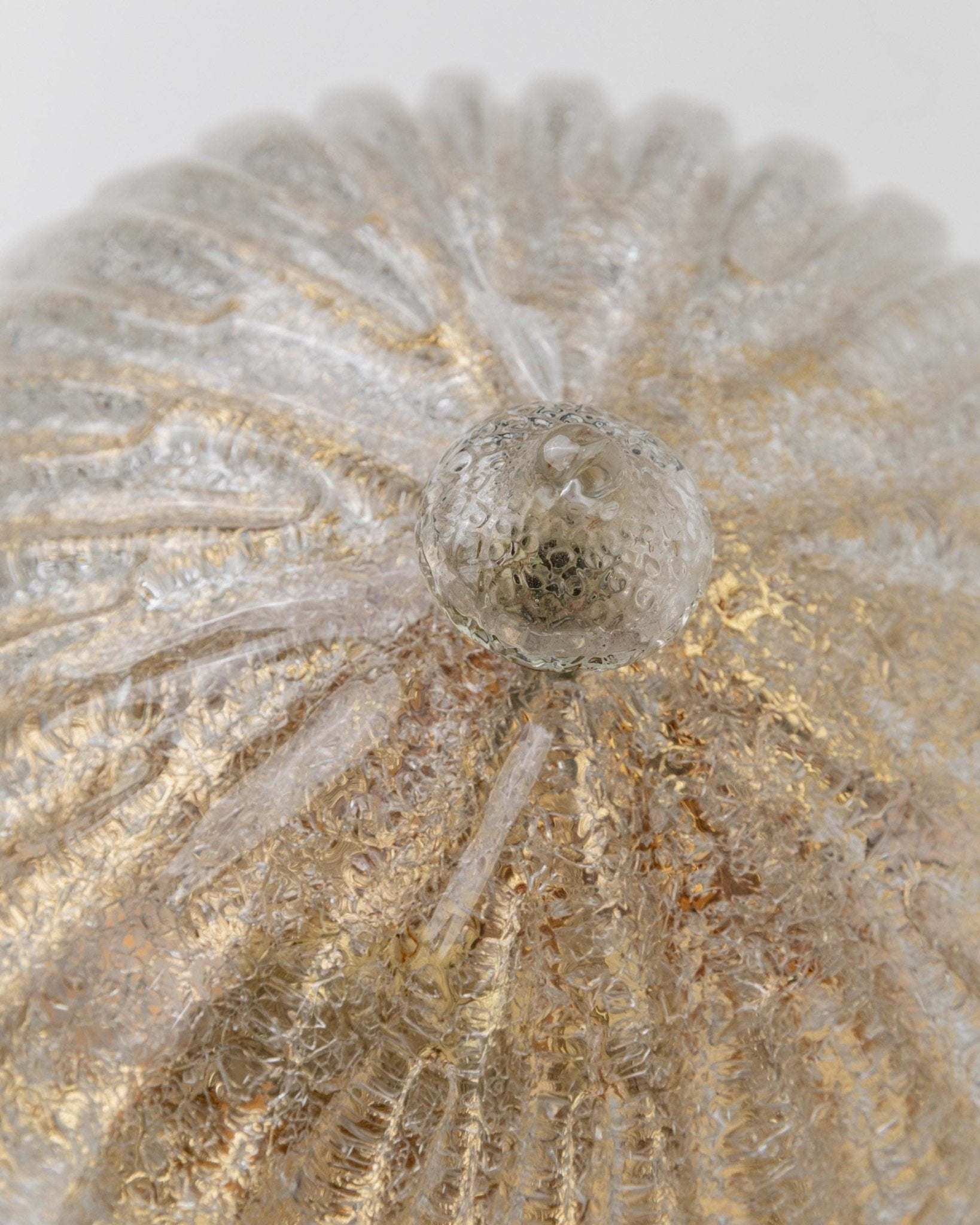 Vintage Murano Glass Ceiling Lamp - Plafoniere in clear Glass with Structure, Golden Metal - Hollywood Regency Style Italy 1960s - Gift idea_Bottega Jacobs