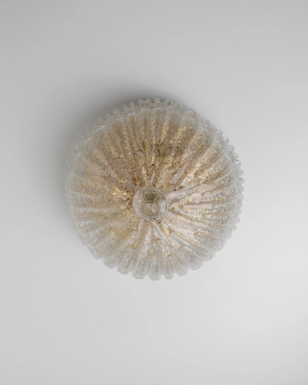 Vintage Murano Glass Ceiling Lamp - Plafoniere in clear Glass with Structure, Golden Metal - Hollywood Regency Style Italy 1960s - Gift idea_Bottega Jacobs