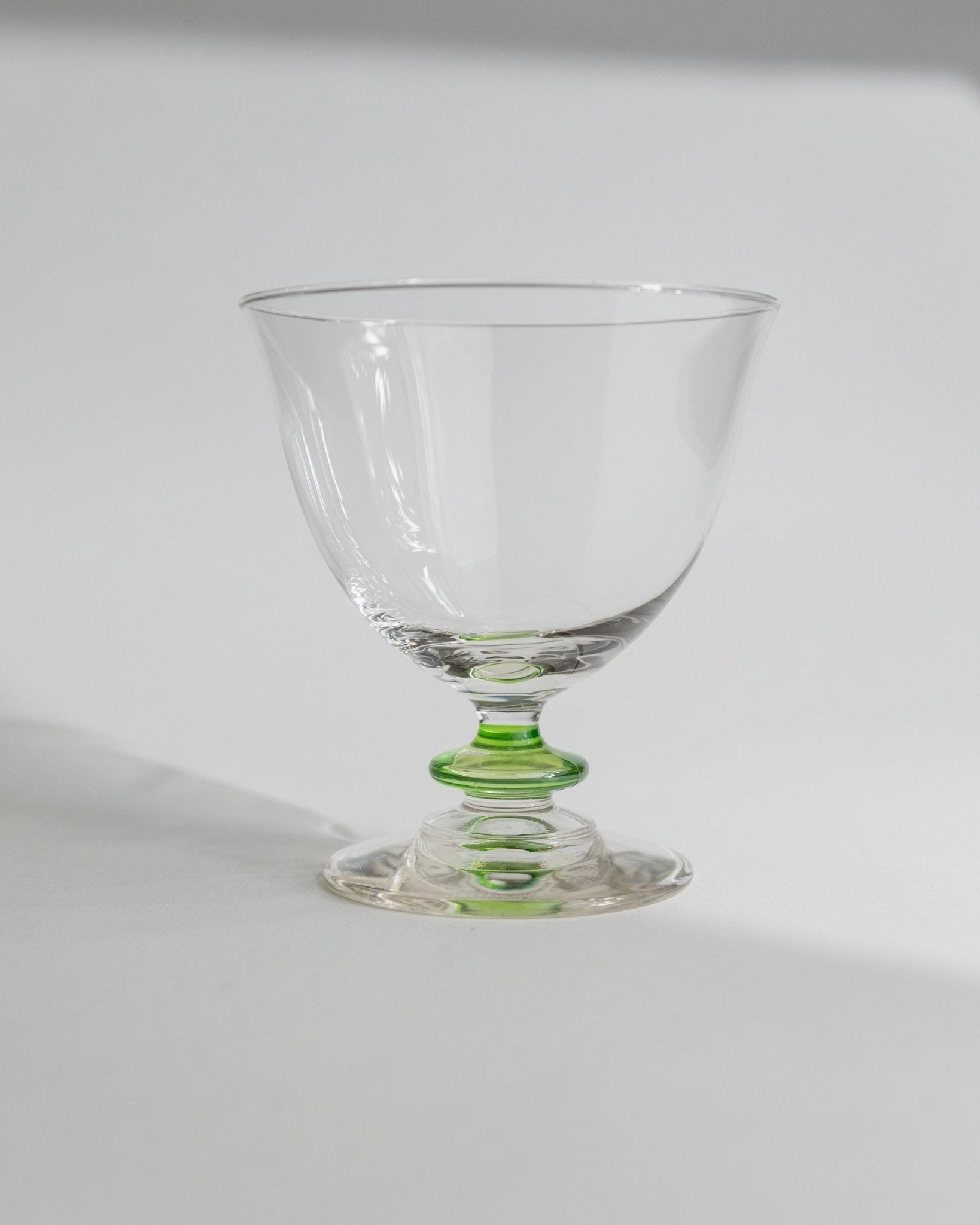Vintage Murano Glass Set of 6 - Green Bubble Stem Cocktail Glasses - Mid Century Design Italy 1970s - Gift Idea Elegant, Retro Table Decor_Bottega Jacobs