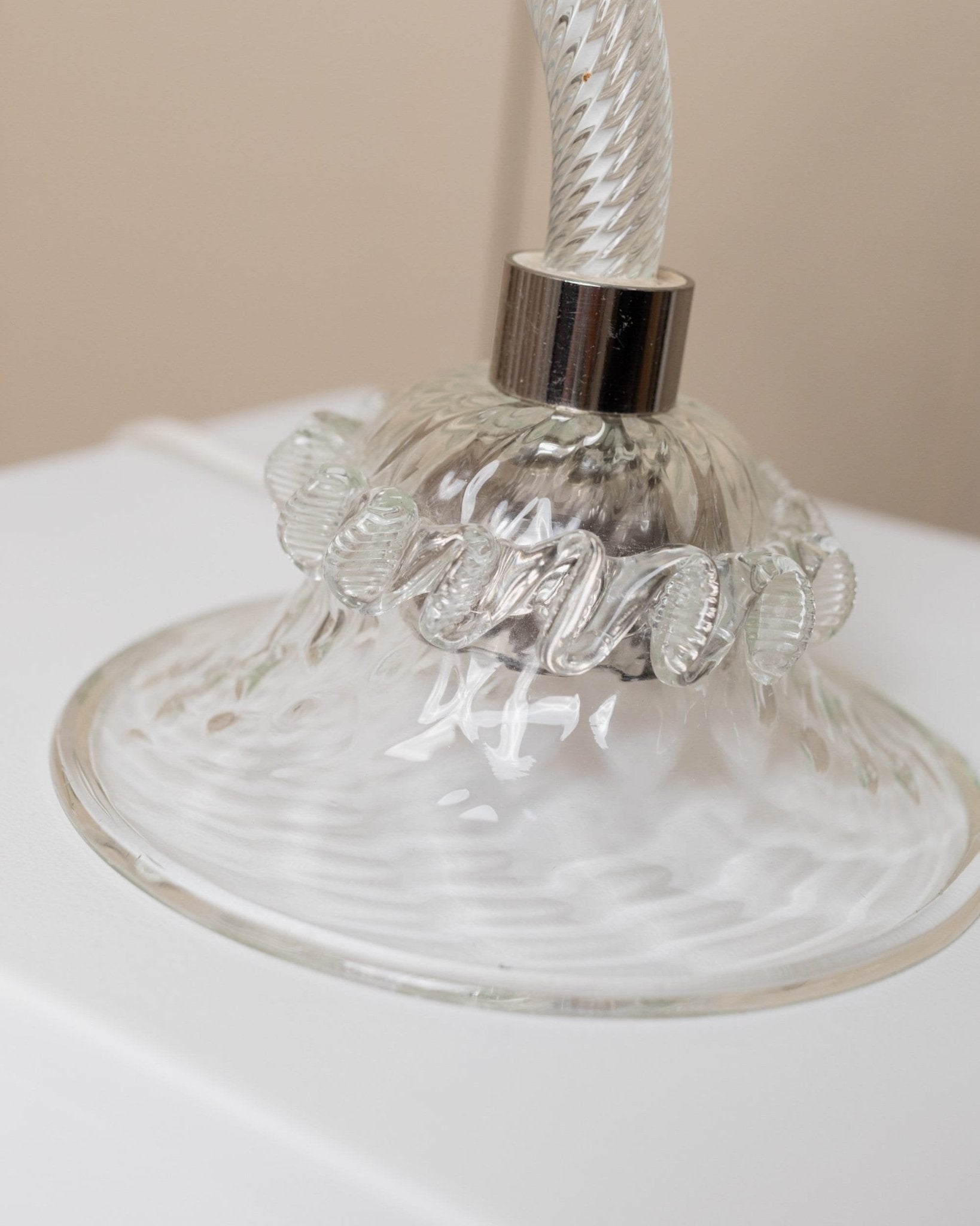 Vintage Murano glass table lamp 1950s - curved Murano glass - Hollywood Regency style - Italy - Bottega Jacobs