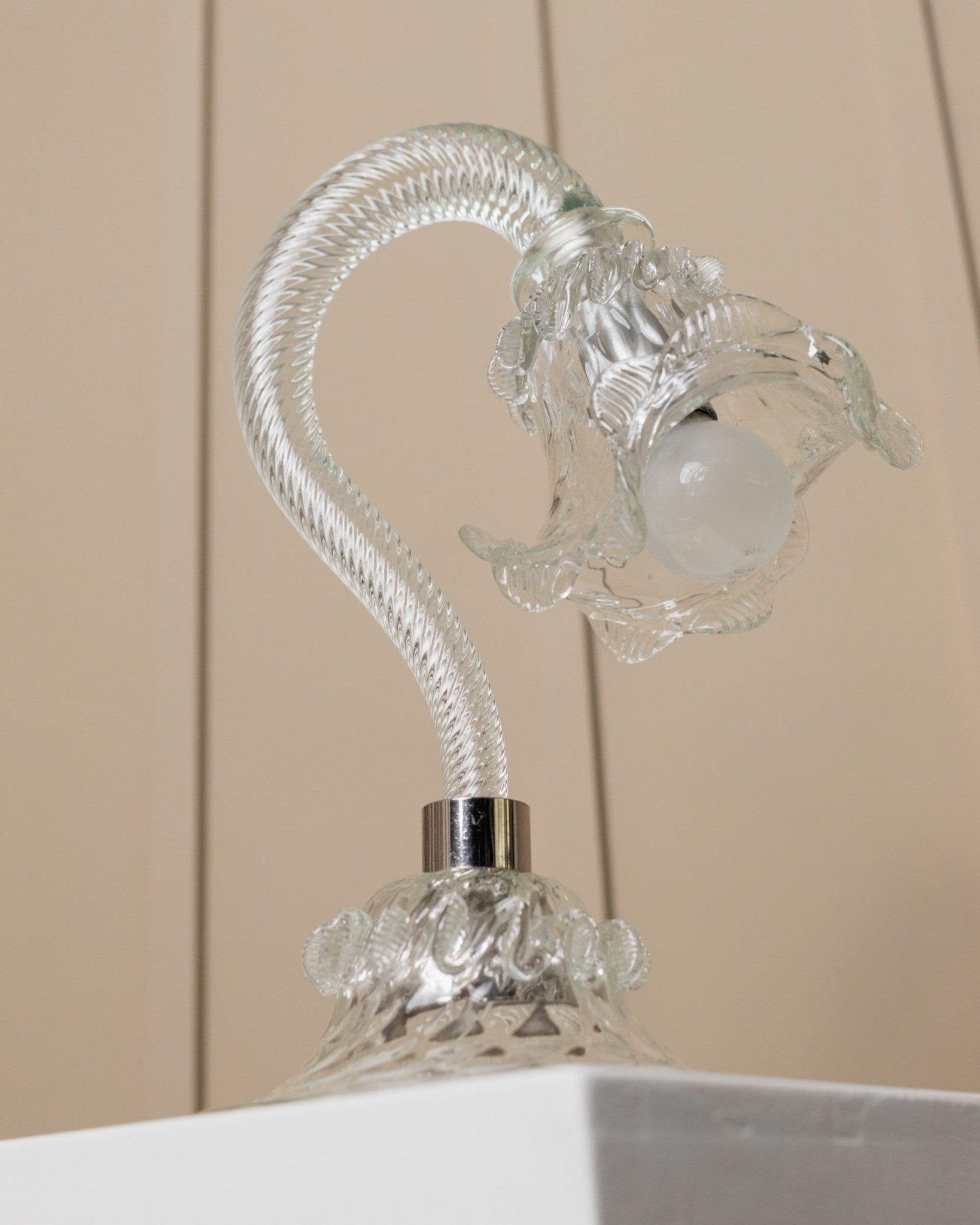 Vintage Murano glass table lamp 1950s - curved Murano glass - Hollywood Regency style - Italy - Bottega Jacobs