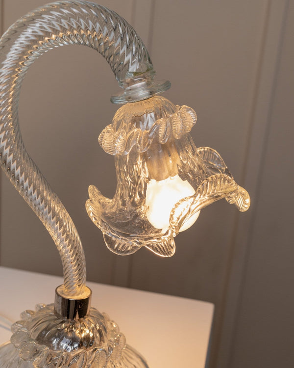 Vintage Murano glass table lamp 1950s - curved Murano glass - Hollywood Regency style - Italy - Bottega Jacobs