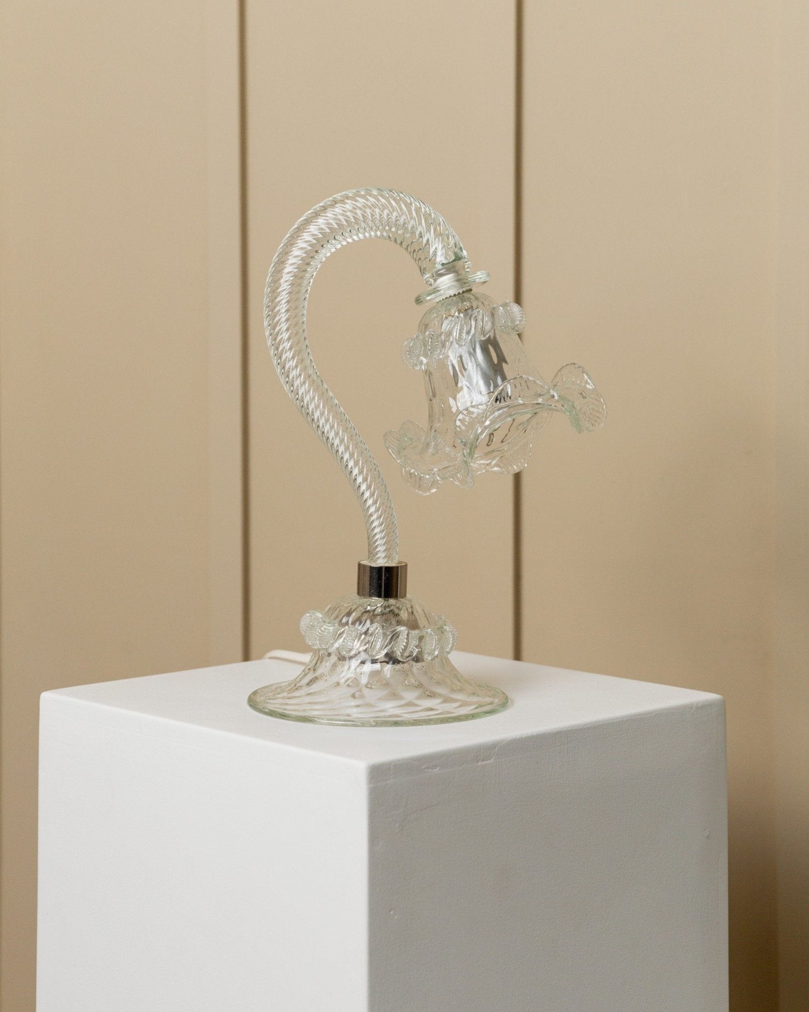 Vintage Murano glass table lamp 1950s - curved Murano glass - Hollywood Regency style - Italy - Bottega Jacobs